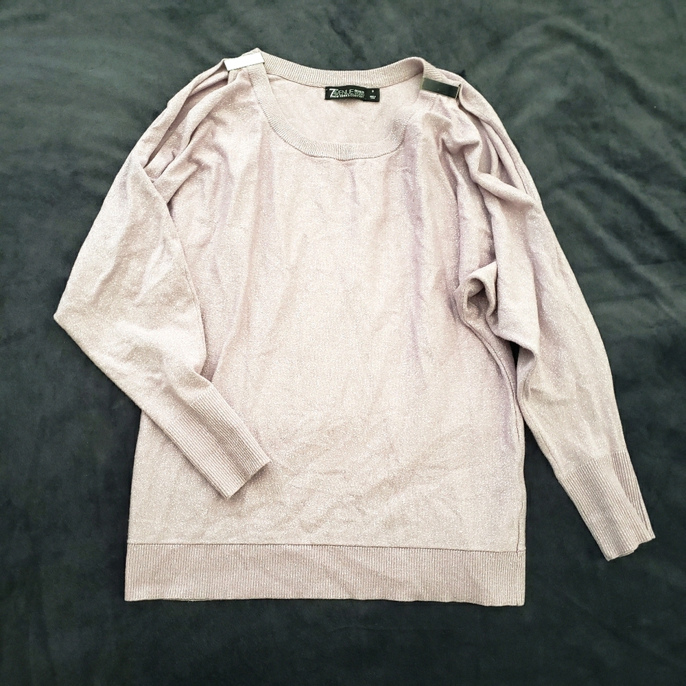 Metallic Purple Slit Sleeve Cold Shoulder Top